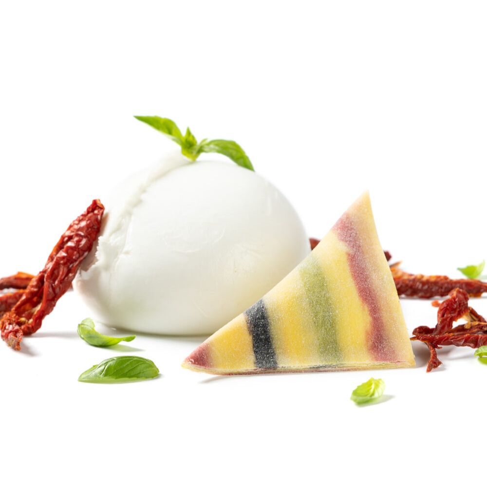 fazzoletto multicolore Fazzoletto multicolore mozzarella, basilico e pomodoro secco 2kg - immagine 1