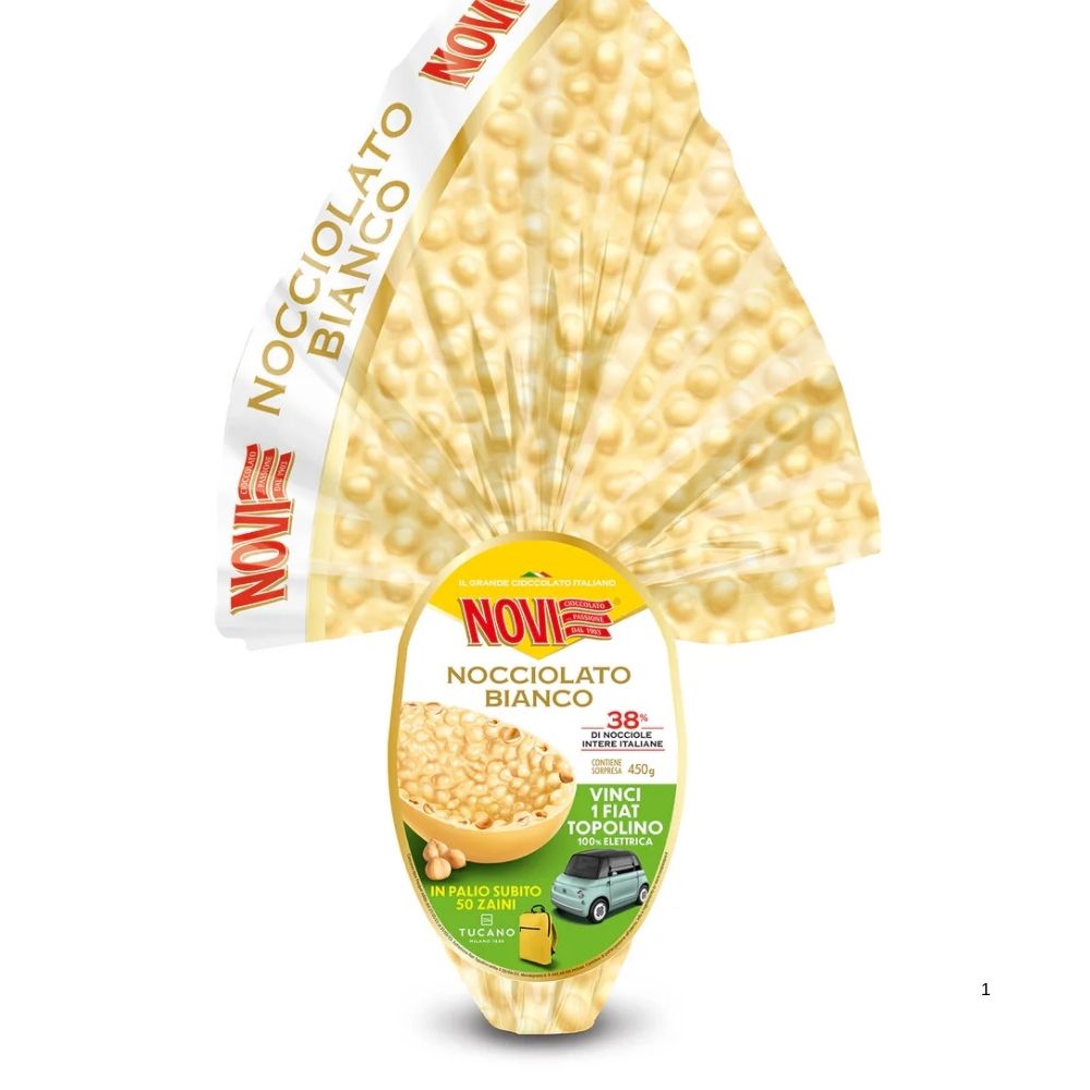 novi bianco Novi egg white chocolate with hazelnuts 450gr - Image 1