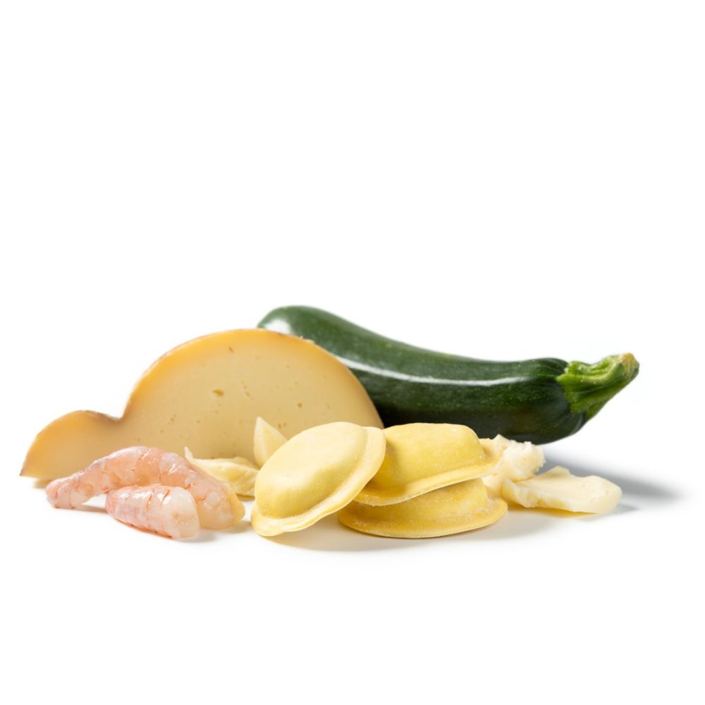 raviolo nerano gamberi Raviolo Nerano zucchine, provolone e gamberi 2kg - immagine 1