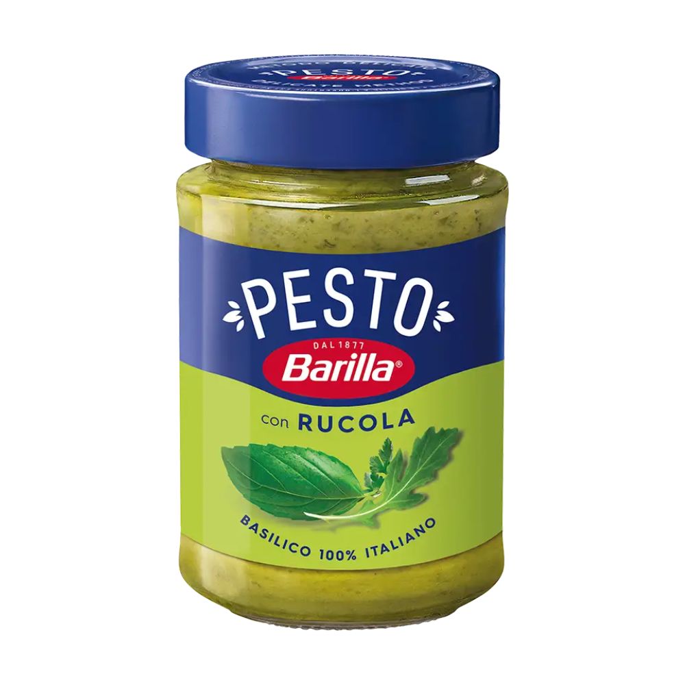 Barilla pesto, basil, parsley, arugula, 190g.jpg Barilla Basil, Parsley, and Arugula Pesto 190g – Creamy, gluten-free sauce made with Italian ingredients