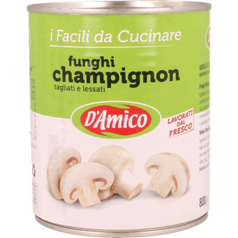 Funghi champignon D’Amico 400 g – vasetto con funghi conservati