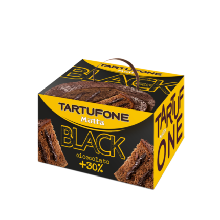 Tartufone Black with dark chocolate and sliced piece on an elegant background