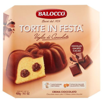 Balocco Torte in Festa Chocolate Cream packaged – Soft Italian cake filled with chocolate cream