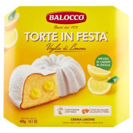 Balocco Torte in Festa Lemon Cream packaged – Soft Italian cake filled with lemon cream