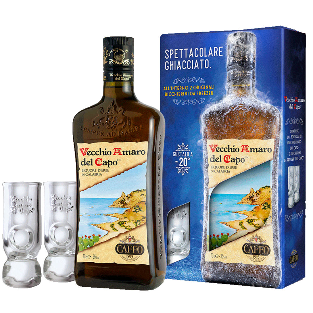 amaro del capo Vecchio Amaro del Capo cofanetto con 2 Bicchierini da Freezer 70cl - Image 1