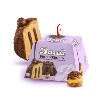 750g Bauli Profiteroles Colomba filled with cream and chocolate glaze